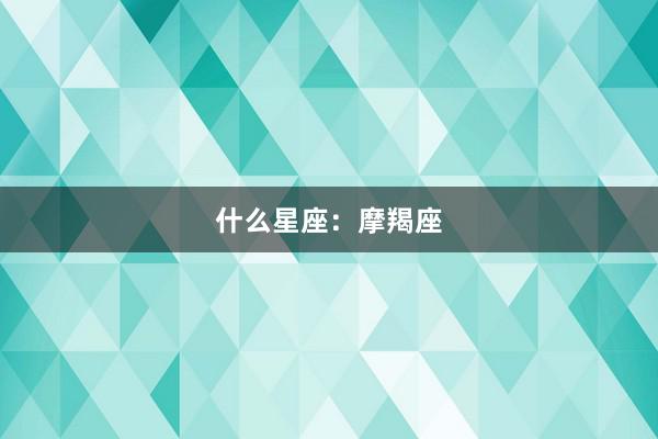 什么星座：摩羯座