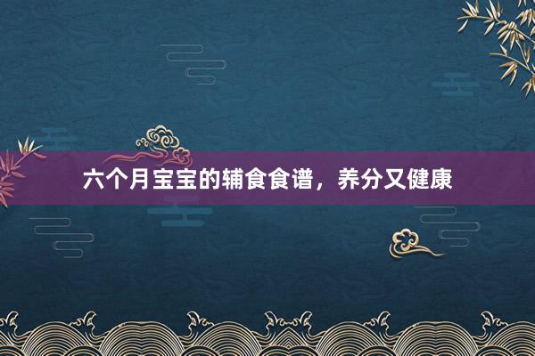 六个月宝宝的辅食食谱，养分又健康